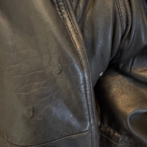 Men's Marc Black Leather Jacket with Removable Mink Lining - Size XL - Picture 3 of 6